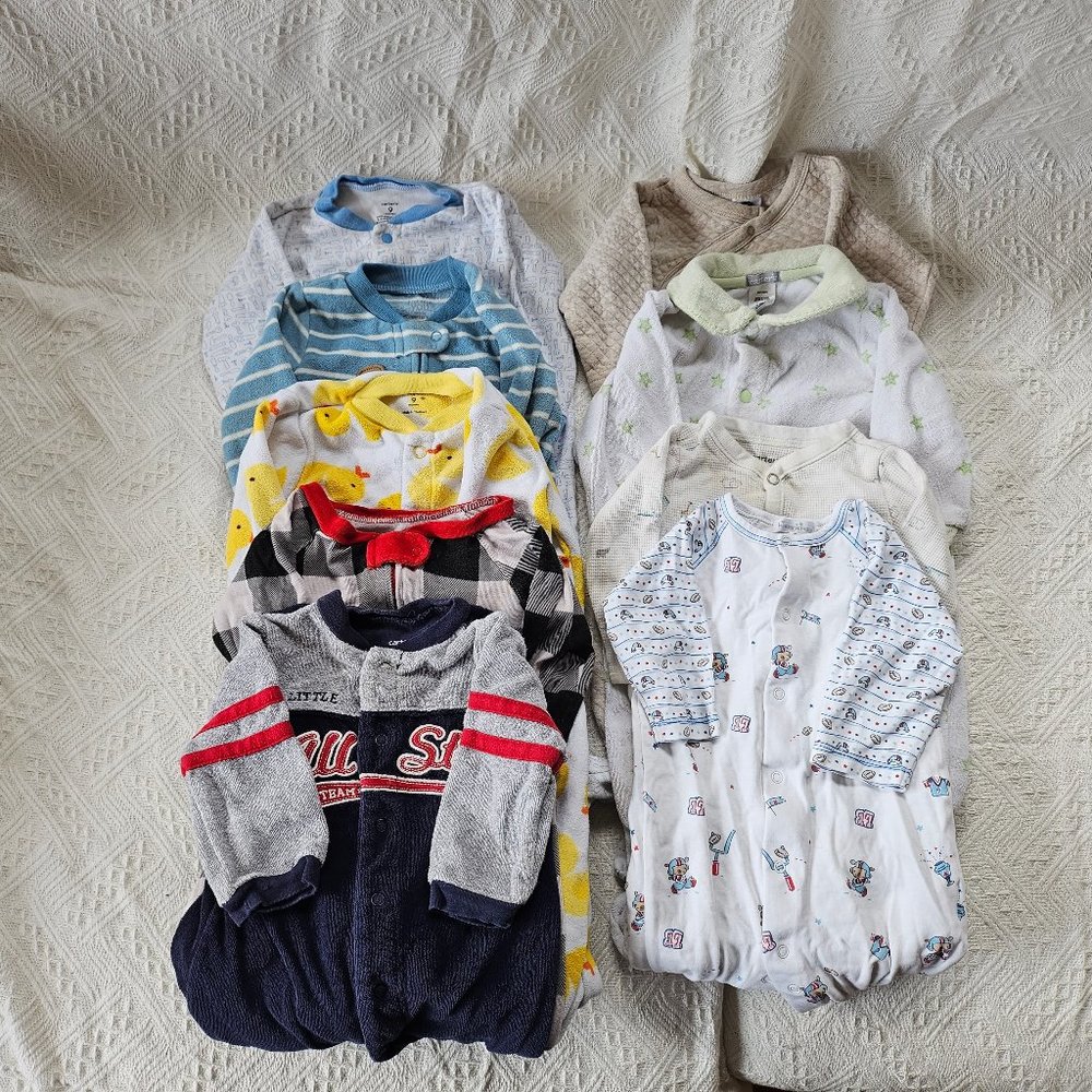 6 to 9 month old fall/winter pajamas bundle